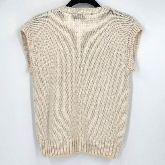 Vintage Memphis Jones by Babette Silk Blend Sleeveless Cream Knit Top Vest mediu - Picture 2 of 8
